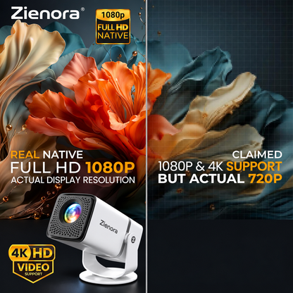 Zienora Horizon  Smart Projector with 1080p Auto Focusing Multi Functional Short Throw Projection Capabilities