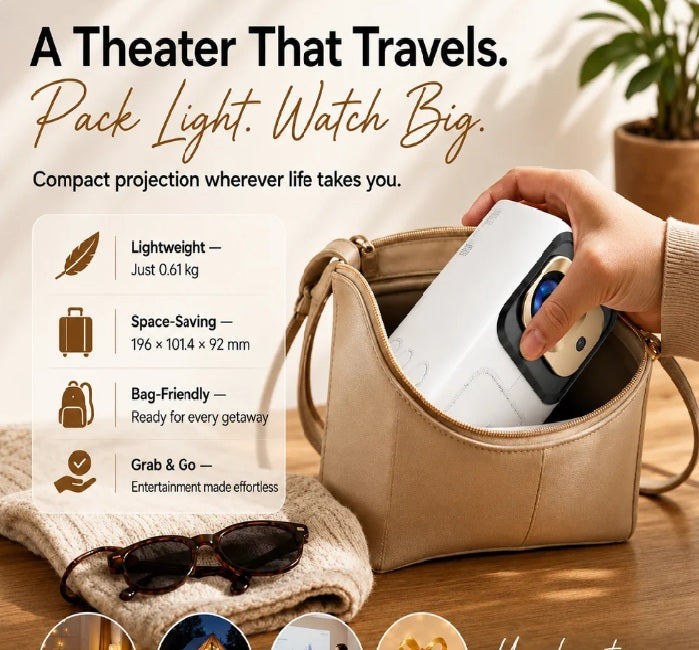 Zienora Horizon  Smart Projector with 1080p Auto Focusing Multi Functional Short Throw Projection Capabilities